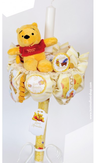 Lumanare de botez pentru baieti cu Winnie the Pooh, 65x4 cm, Honey  1